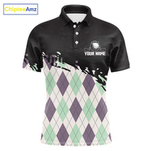 Load image into Gallery viewer, Custom Name Argyle Pattern Print Polo Shirt – Stylish Animal Print Golf Polo For Men NHT857
