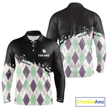 Load image into Gallery viewer, Custom Name Argyle Pattern Print Polo Shirt – Stylish Animal Print Golf Polo For Men NHT857