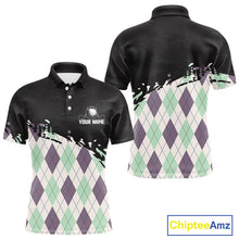 Load image into Gallery viewer, Custom Name Argyle Pattern Print Polo Shirt – Stylish Animal Print Golf Polo For Men NHT857