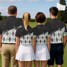 Load image into Gallery viewer, Custom Name Argyle Pattern Print Polo Shirt – Stylish Animal Print Golf Polo For Womens NHT857