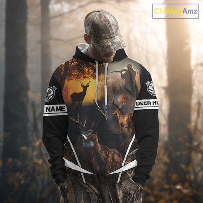 Personalized Deer Hunting Shirt, Custom Name 3D Deer Print, Perfect Gift for Hunters NHT279