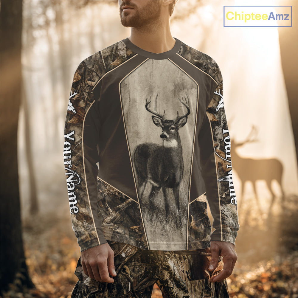 Whitetail Deer Hunting Season Shirt 3D Buck Design Custom Hunting Gift, Deer Hunting Shirt NHT331