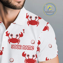 Load image into Gallery viewer, Custom Crab Mens Golf Polo Shirt - Personalized Cute Red Crab Team Name Jersey