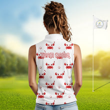 Load image into Gallery viewer, Custom Crab Womens Sleeveless Golf Polo Shirt - Personalized Cute Red Crab Team Name Jersey