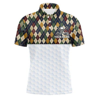 Personalized Classic Argyle Golf Shirt - Custom Team Name Mens Golf Jersey