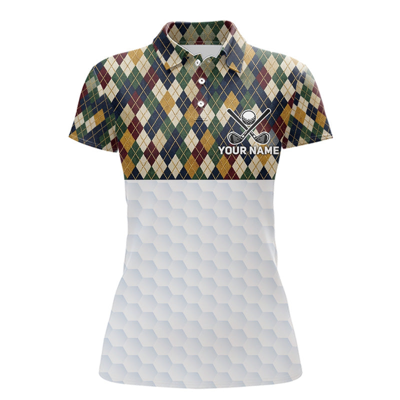 Personalized Classic Argyle Golf Shirt - Custom Team Name Womens Golf Jersey