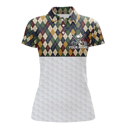 Personalized Classic Argyle Golf Shirt - Custom Team Name Womens Golf Jersey