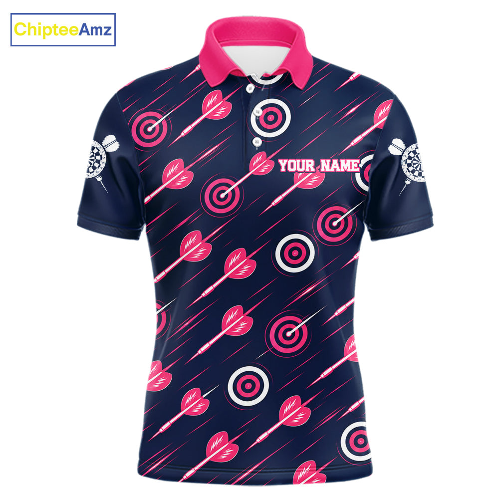 Pink Dart Board Player Polo Shirt For Men Custom Darts Team Darts Tournament Jersey NHT1636