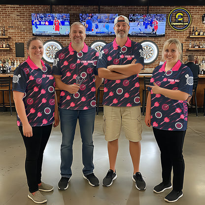 Pink Dart Board Player Polo Shirt For Men Custom Darts Team Darts Tournament Jersey NHT1636