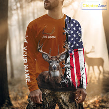 Load image into Gallery viewer, Personalized Orange Deer Hunting 3D Shirt with American Flag Design, Perfect Gift for Hunters NHT280