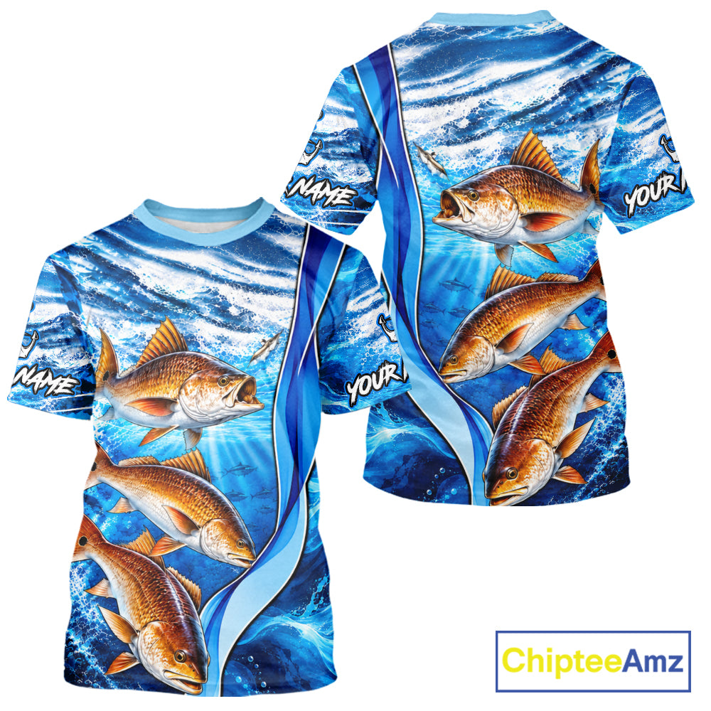 Redfish Jersey Custom Name Design Ocean Blue
