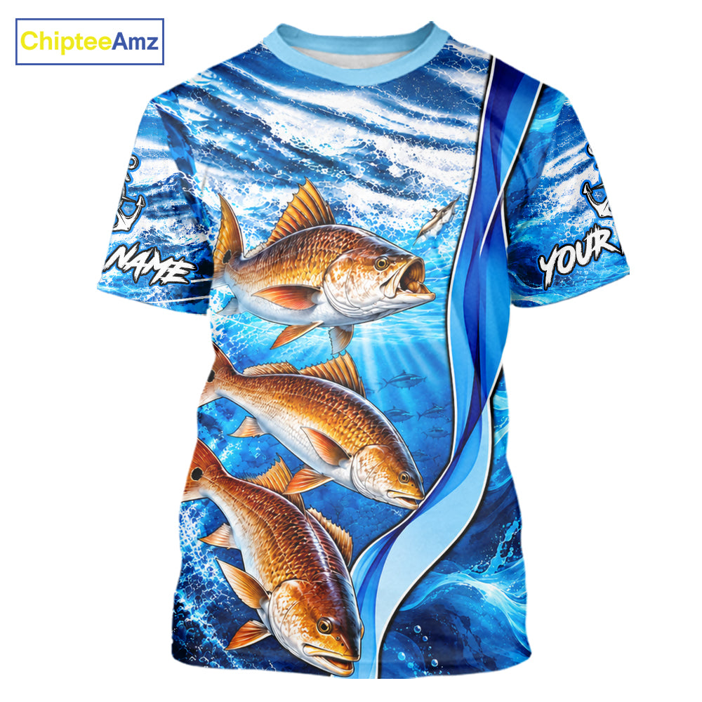 Redfish Jersey Custom Name Design Ocean Blue