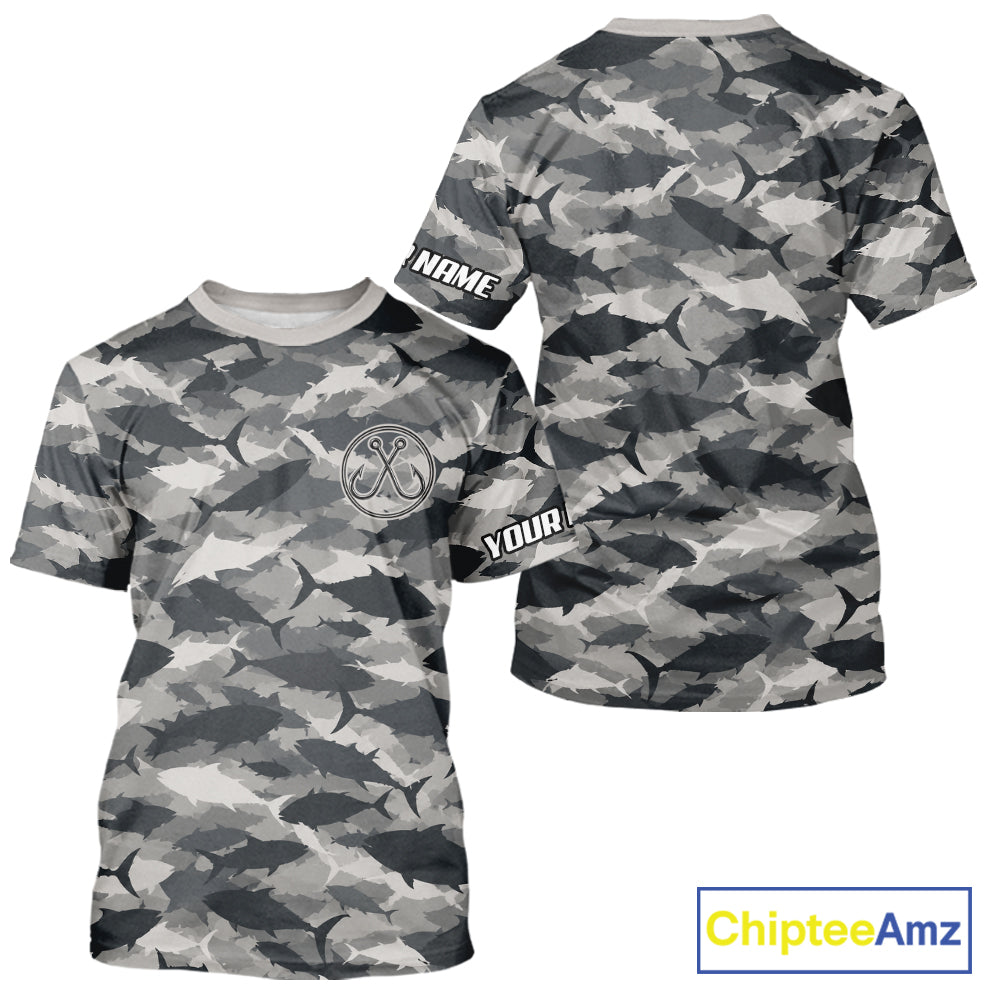Camo Tuna Fishing Shirt Short Sleeve custom Your Name
