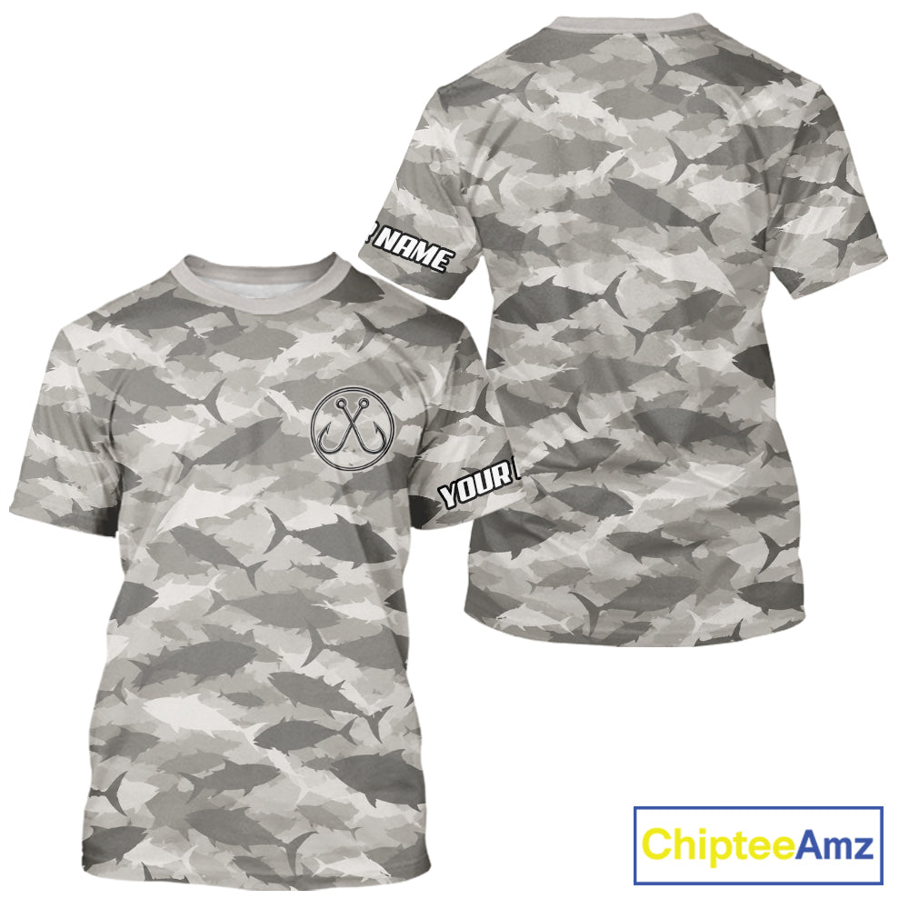 Camo Tuna Fishing Shirt Short Sleeve custom Your Name