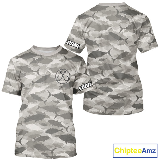 Camo Tuna Fishing Shirt Short Sleeve custom Your Name