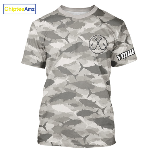 Camo Tuna Fishing Shirt Short Sleeve custom Your Name