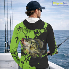 Load image into Gallery viewer, Black And Green Custom Crappie Fishing Jerseys, Crappie Long Sleeve Fishing Shirts NHT451