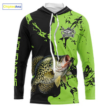 Load image into Gallery viewer, Black And Green Custom Crappie Fishing Jerseys, Crappie Long Sleeve Fishing Shirts NHT451