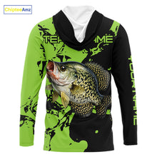 Load image into Gallery viewer, Black And Green Custom Crappie Fishing Jerseys, Crappie Long Sleeve Fishing Shirts NHT451