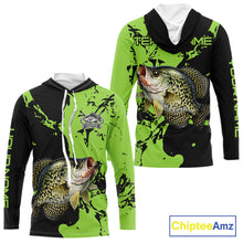 Load image into Gallery viewer, Black And Green Custom Crappie Fishing Jerseys, Crappie Long Sleeve Fishing Shirts NHT451