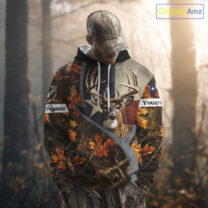 Deer Hunting Shirt-Personalized Texas Flag Camo Forest, Best Gifts for Deer Hunters NHT198