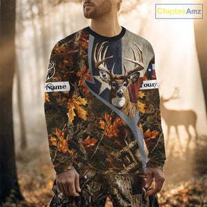 Deer Hunting Shirt-Personalized Texas Flag Camo Forest, Best Gifts for Deer Hunters NHT198