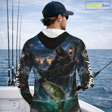 Load image into Gallery viewer, Grim Reaper Fishing Jersey, Largemouth Bass Long Sleeve Hooded UV Performance Shirt For Men 