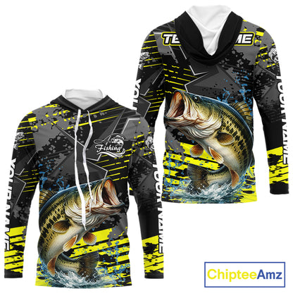 Personalized Largemouth Bass Fishing Jerseys For Fishing Team, Hooded Fishing Gift For Men NHT520