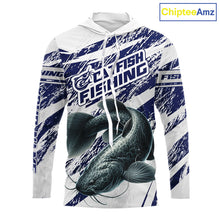 Load image into Gallery viewer, Catfish Custom Fishing Shirts Hooded Long Sleeve For Men , Catfish Fishing Tournament Apparel NHT521