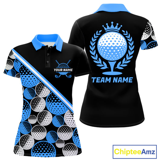 Golf Balls Blue Pattern Womens Golf Polo Shirts Custom Golf Apparel For Familly Team Shirt NHT707