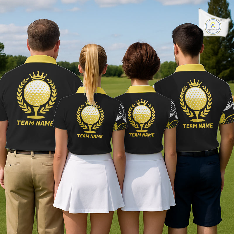 Golf Balls Yellow Pattern Mens Golf Polo Shirts Custom Golf Apparel For Familly Team Shirt NHT708