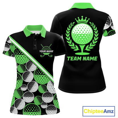 Golf Balls Green Pattern  Womens Golf Polo Shirts Custom Golf Apparel For Familly Team Shirt NHT709