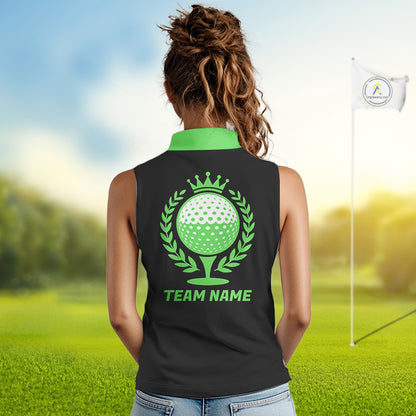 Golf Balls Green Pattern Womens Sleeveless Golf Polo Shirts Custom Golf Apparel For Familly Team Shirt NHT709