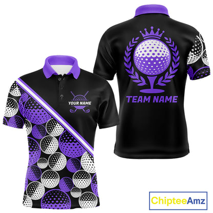 Golf Balls Purple Pattern Mens Golf Polo Shirts Custom Golf Apparel For Familly Team Shirt NHT710