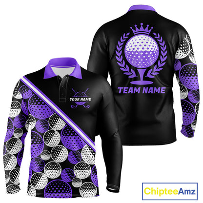 Golf Balls Purple Pattern Mens Golf Polo Shirts Custom Golf Apparel For Familly Team Shirt NHT710