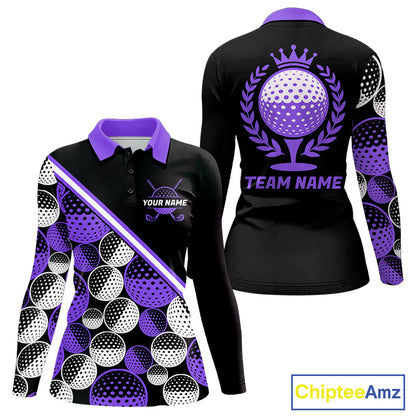 Golf Balls Purple Pattern  Womens Golf Polo Shirts Custom Golf Apparel For Familly Team Shirt NHT710