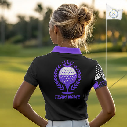 Golf Balls Purple Pattern  Womens Golf Polo Shirts Custom Golf Apparel For Familly Team Shirt NHT710