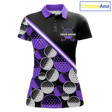 Load image into Gallery viewer, Golf Balls Purple Pattern  Womens Golf Polo Shirts Custom Golf Apparel For Familly Team Shirt NHT710