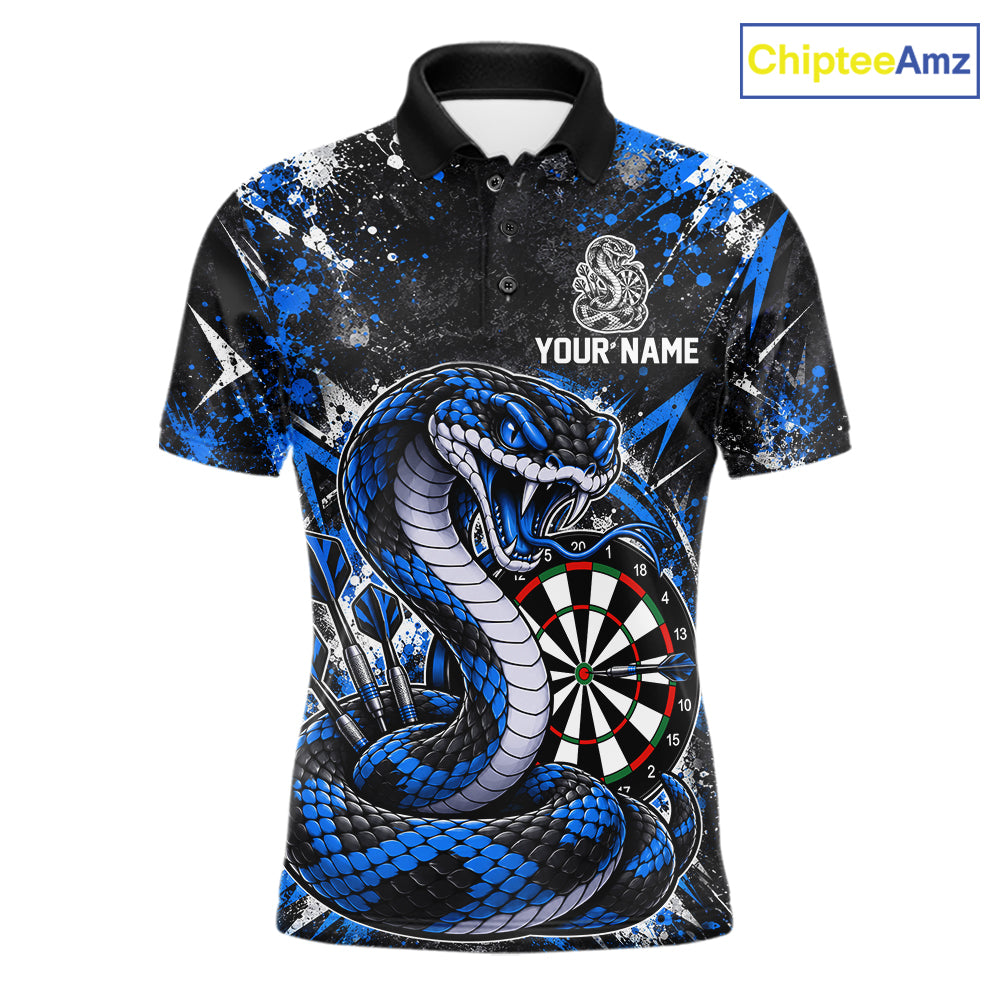 Blue Black Snake Dartboard Polo Shirt For Men Custom Cobra Darts Team Tournament Jersey NHT1680