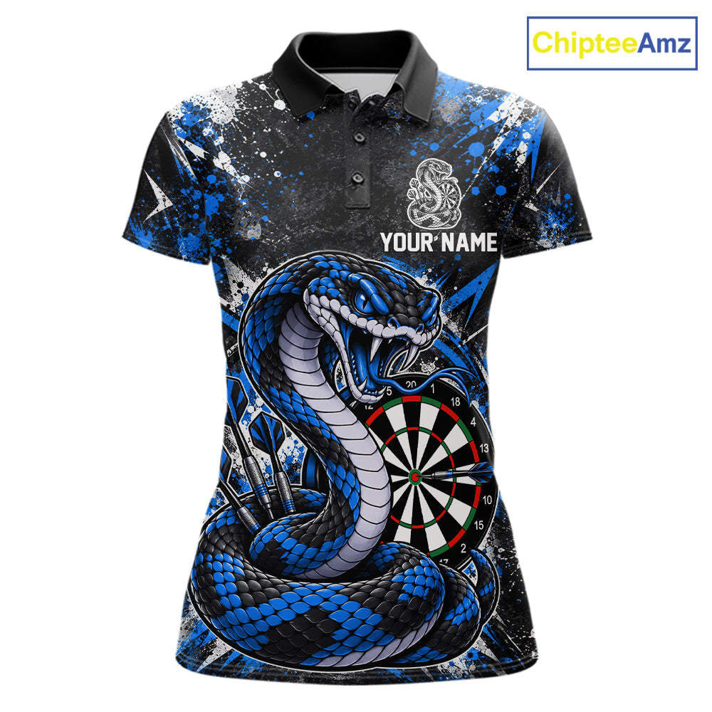 Blue Black Snake Dartboard Polo Shirt For Women Custom Cobra Darts Team Tournament Jersey NHT1680