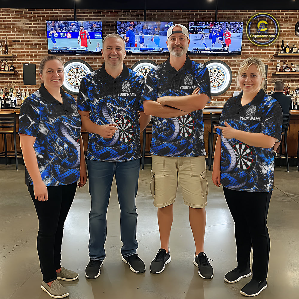 Blue Black Snake Dartboard Polo Shirt For Women Custom Cobra Darts Team Tournament Jersey NHT1680