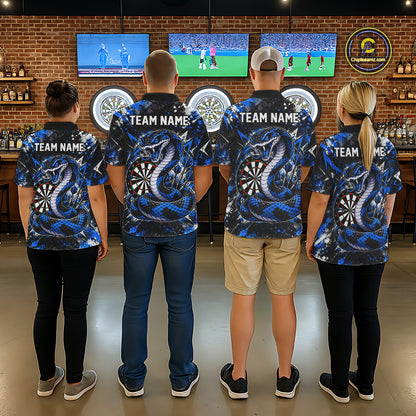 Blue Black Snake Dartboard Polo Shirt For Women Custom Cobra Darts Team Tournament Jersey NHT1680