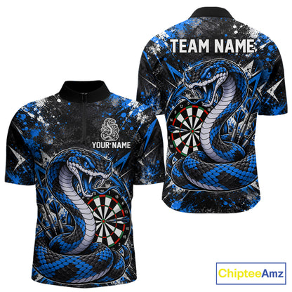 Blue Black Snake Dartboard Polo Shirt For Men Custom Cobra Darts Team Tournament Jersey NHT1680