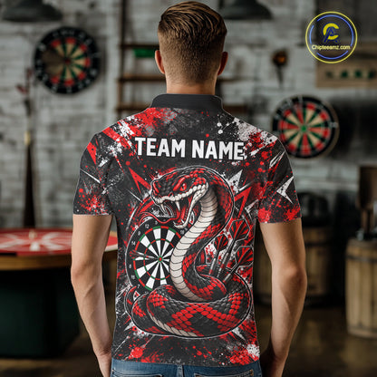 Red Black Snake Dartboard Polo Shirt For Men Custom Cobra Darts Team Tournament Jersey NHT1681