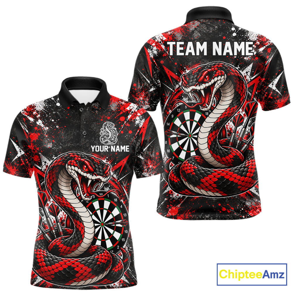 Red Black Snake Dartboard Polo Shirt For Men Custom Cobra Darts Team Tournament Jersey NHT1681