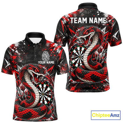 Red Black Snake Dartboard Polo Shirt For Men Custom Cobra Darts Team Tournament Jersey NHT1681