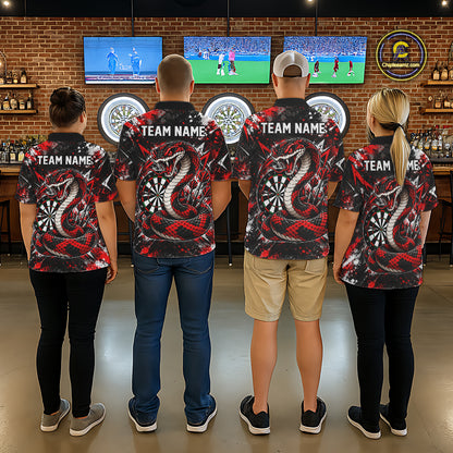Red Black Snake Dartboard Polo Shirt For Women Custom Cobra Darts Team Tournament Jersey NHT1681