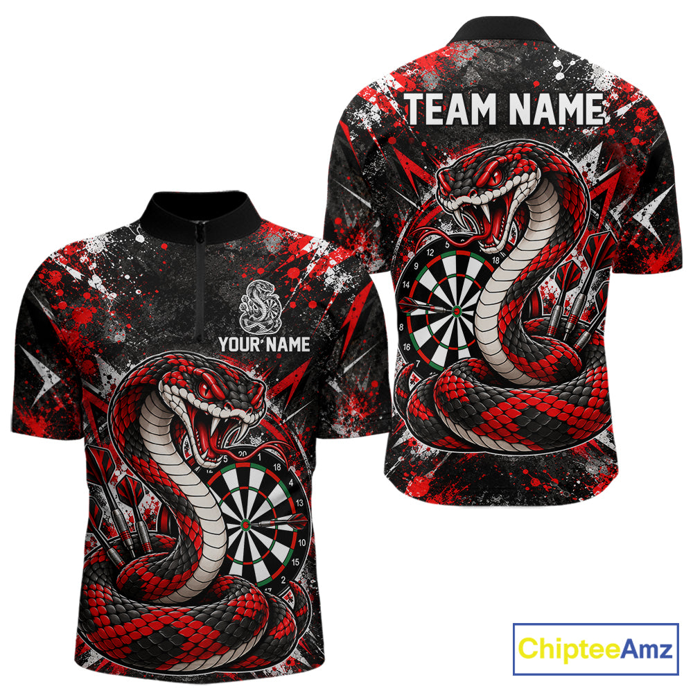 Red Black Snake Dartboard Polo Shirt For Men Custom Cobra Darts Team Tournament Jersey NHT1681