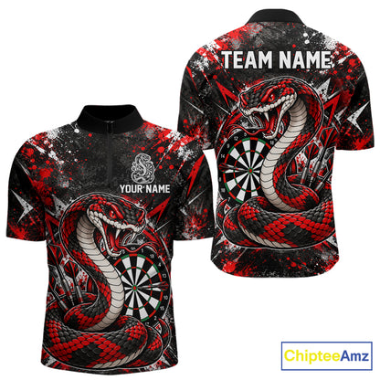 Red Black Snake Dartboard Polo Shirt For Men Custom Cobra Darts Team Tournament Jersey NHT1681