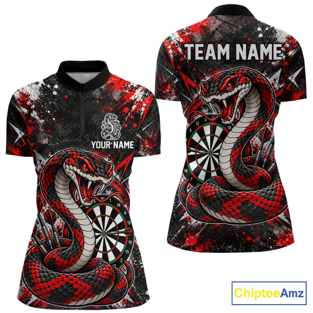 Red Black Snake Dartboard Polo Shirt For Women Custom Cobra Darts Team Tournament Jersey NHT1681